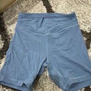 Blue Bike Shorts with Stretchy Fabric and Wide Waistband